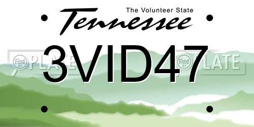 3VID47 Tennessee License Plate