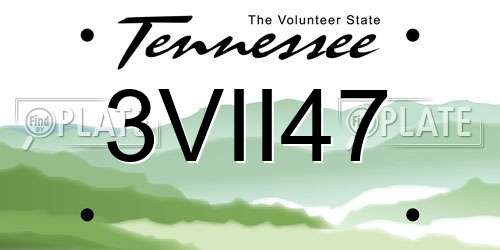 3VII47 Tennessee License Plate
