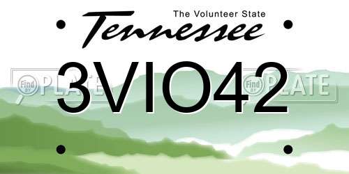 3VIO42 Tennessee License Plate