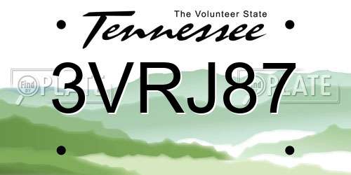 3VRJ87 Tennessee License Plate