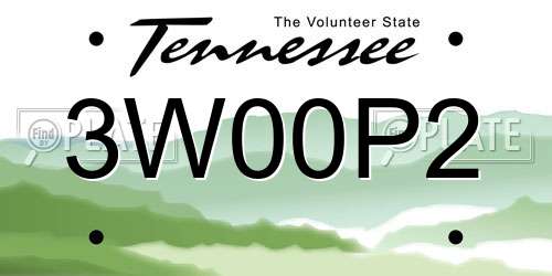 3W00P2 Tennessee License Plate