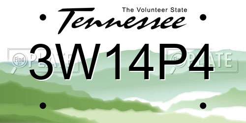 3W14P4 Tennessee License Plate