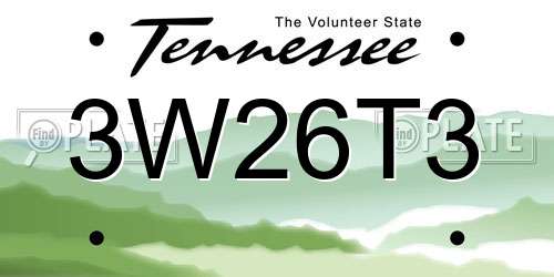 3W26T3 Tennessee License Plate