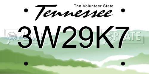 3W29K7 Tennessee License Plate