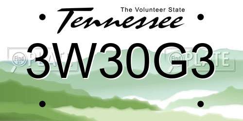3W30G3 Tennessee License Plate