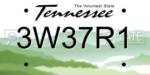 3W37R1 Tennessee License Plate