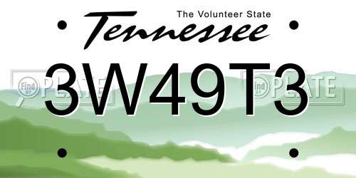 3W49T3 Tennessee License Plate