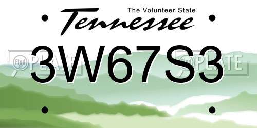 3W67S3 Tennessee License Plate