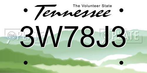 3W78J3 Tennessee License Plate