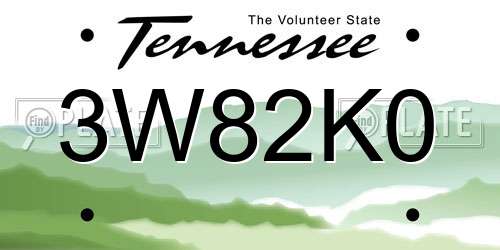 3W82K0 Tennessee License Plate