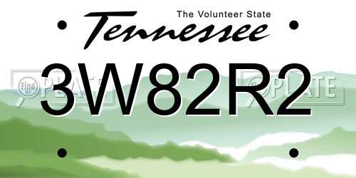 3W82R2 Tennessee License Plate