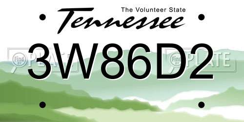3W86D2 Tennessee License Plate