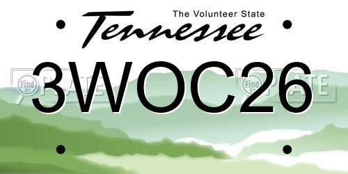 3WOC26 Tennessee License Plate