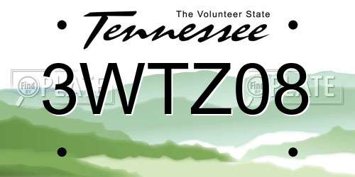 3WTZ08 Tennessee License Plate