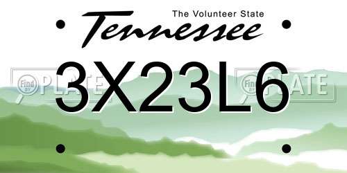 3X23L6 Tennessee License Plate