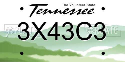 3X43C3 Tennessee License Plate