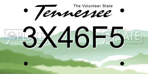 3X46F5 Tennessee License Plate