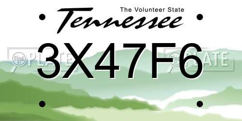 3X47F6 Tennessee License Plate