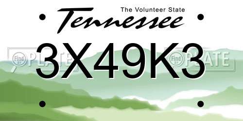 3X49K3 Tennessee License Plate