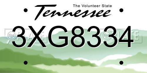 3XG8334 Tennessee License Plate