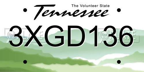 3XGD136 Tennessee License Plate