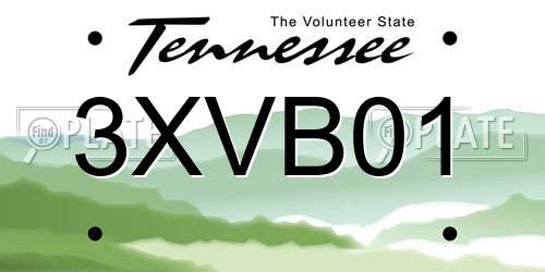3XVB01 Tennessee License Plate