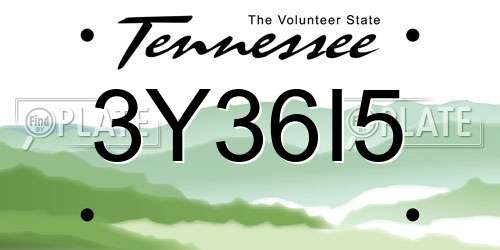 3Y36I5 Tennessee License Plate