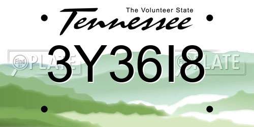 3Y36I8 Tennessee License Plate