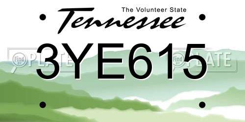 3YE615 Tennessee License Plate