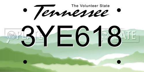 3YE618 Tennessee License Plate