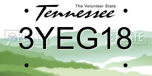 3YEG18 Tennessee License Plate