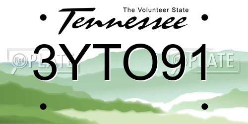 3YTO91 Tennessee License Plate