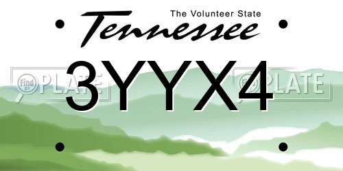 3YYX4 Tennessee License Plate