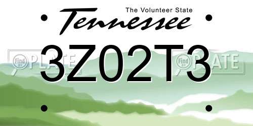 3Z02T3 Tennessee License Plate