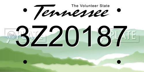 3Z20187 Tennessee License Plate