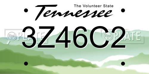 3Z46C2 Tennessee License Plate