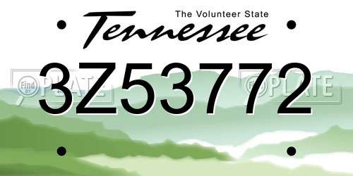 3Z53772 Tennessee License Plate
