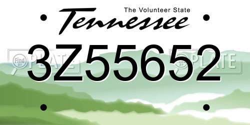 3Z55652 Tennessee License Plate
