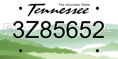 3Z85652 Tennessee License Plate