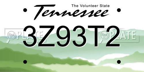 3Z93T2 Tennessee License Plate