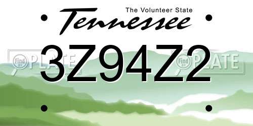3Z94Z2 Tennessee License Plate