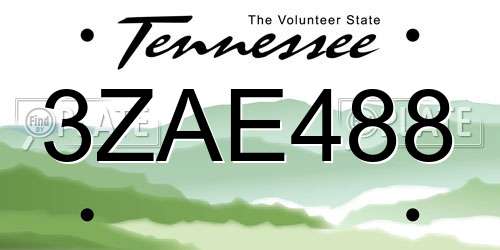 3ZAE488 Tennessee License Plate
