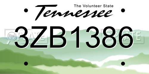 3ZB1386 Tennessee License Plate