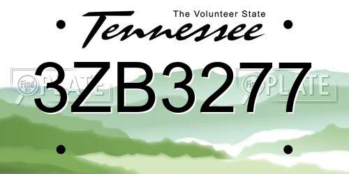 3ZB3277 Tennessee License Plate