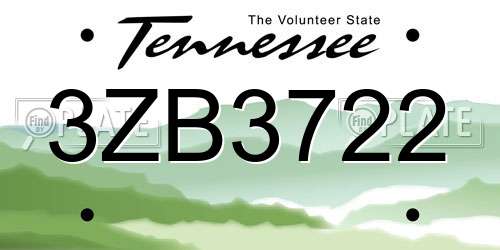 3ZB3722 Tennessee License Plate