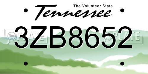 3ZB8652 Tennessee License Plate