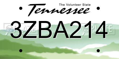 3ZBA214 Tennessee License Plate