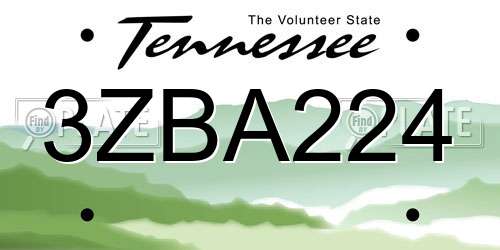 3ZBA224 Tennessee License Plate