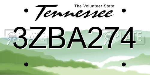3ZBA274 Tennessee License Plate
