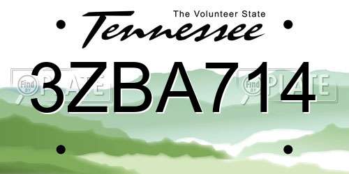 3ZBA714 Tennessee License Plate